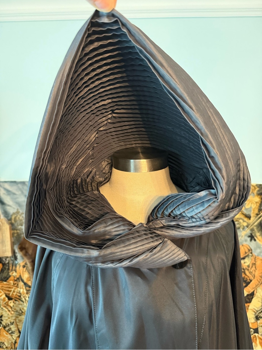Vintage Mycra Pac Now Reversible Metallic Charcoal & Black Hooded Raincoat S/M - Picture 9 of 16
